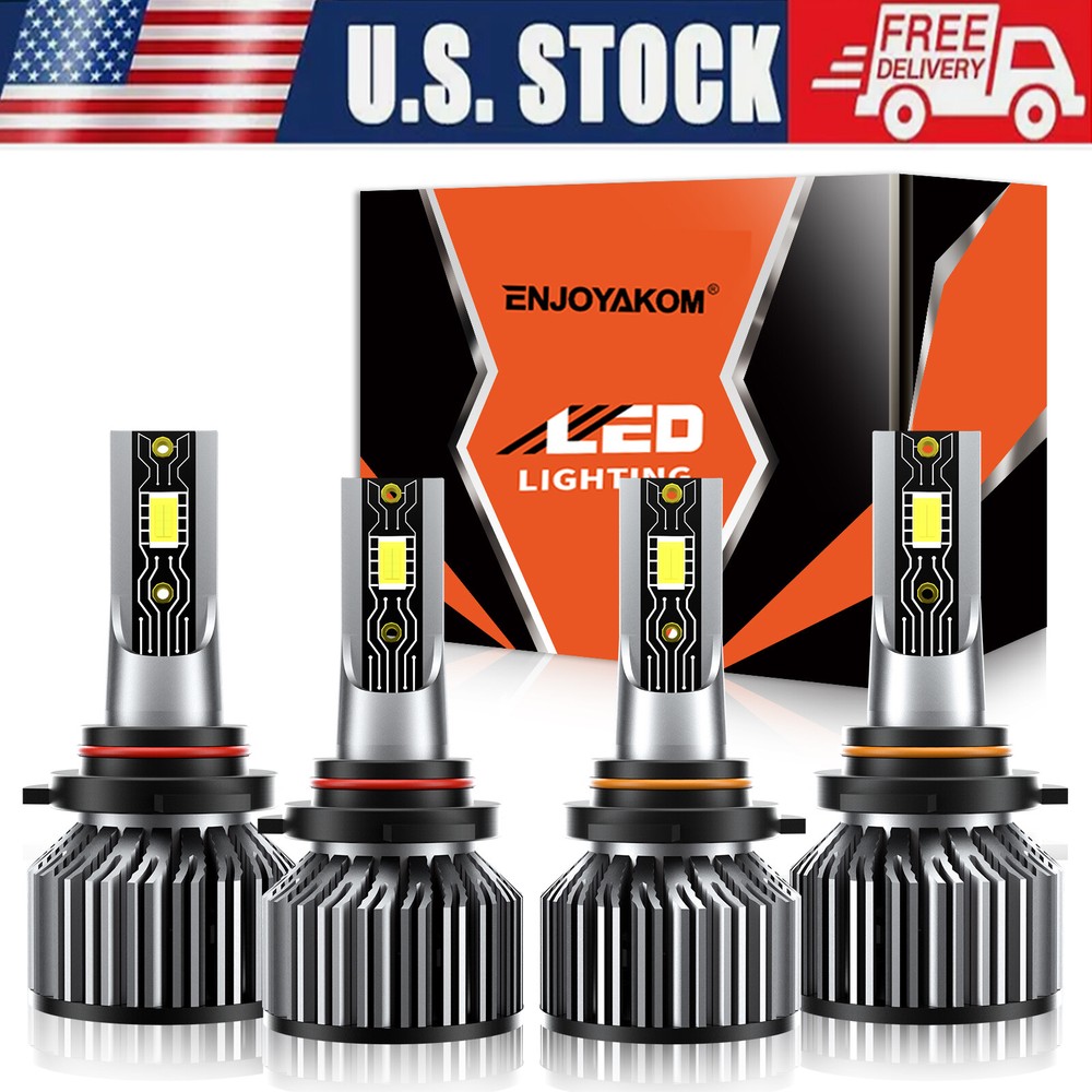 For Cadillac Escalade 1999-2002 4x 9005 9006 LED Headlight Hi Lo Beam Bulb 6500K