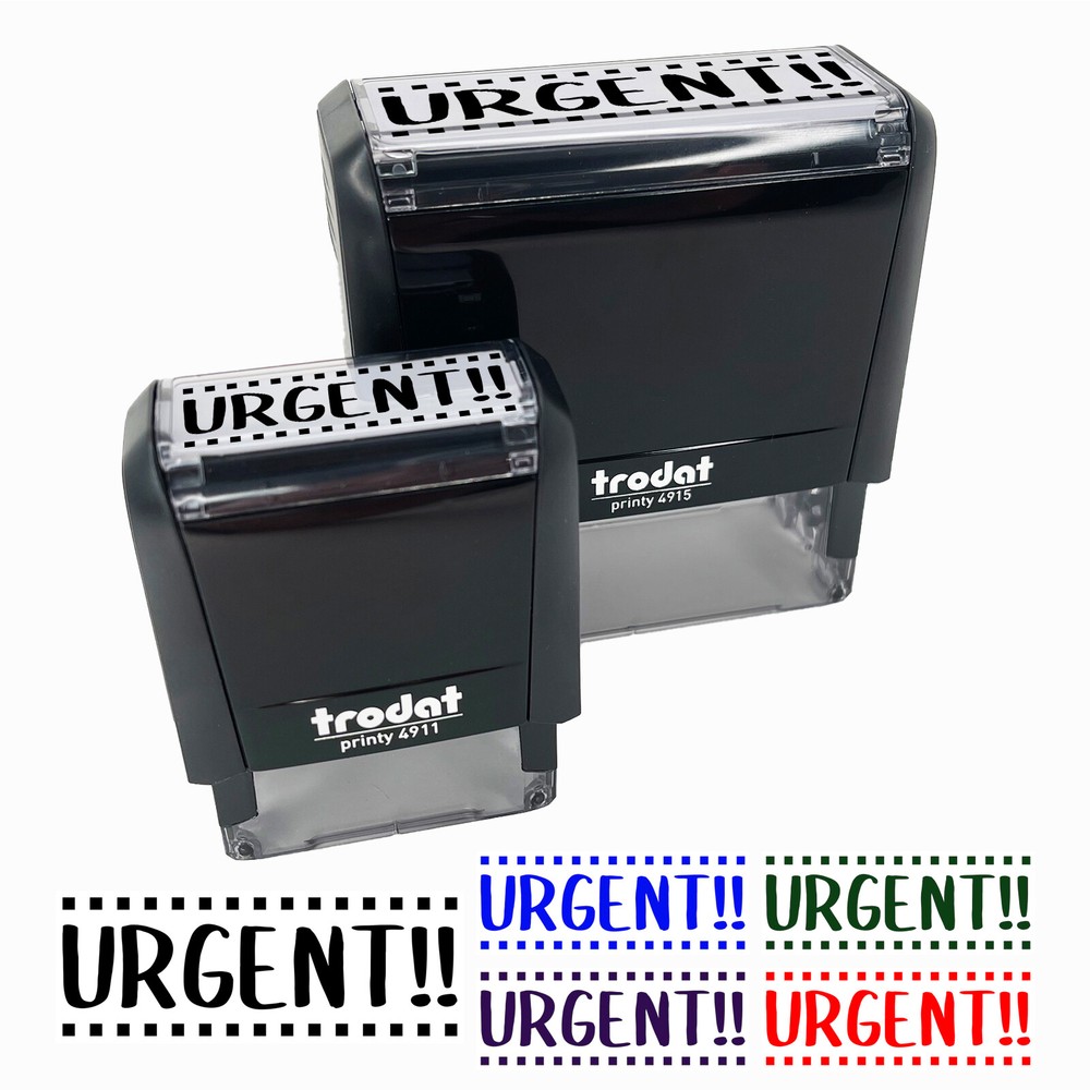 Urgent Squared Dot Lines Self-Inking Rubber Stamp Ink Stamper Business Office