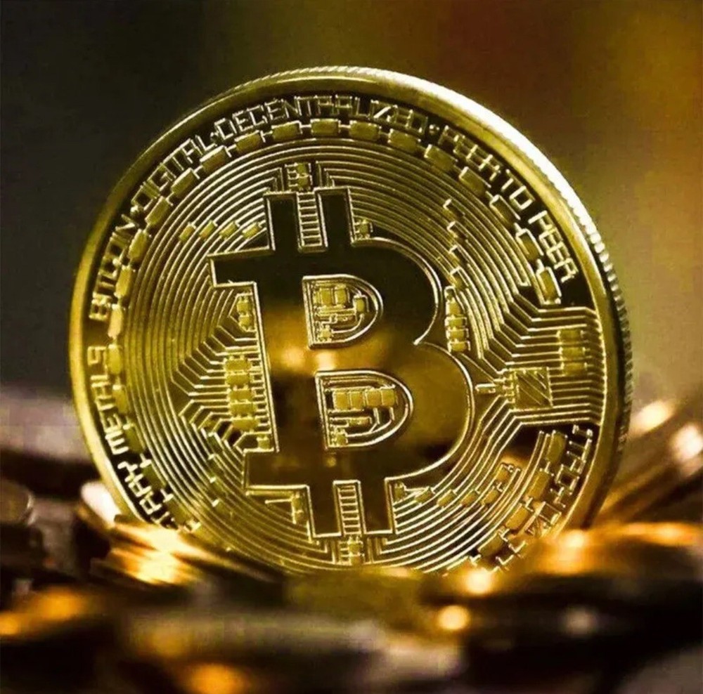 Gold Plated Bitcoin Coin Collectible Art
