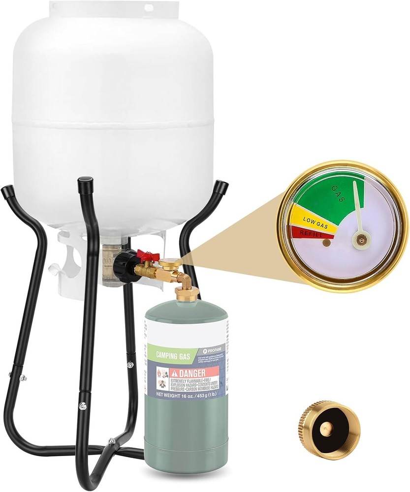 Effortless 1lb Propane Cylinder Refill: Brass Adapter with On/Off Control Valve