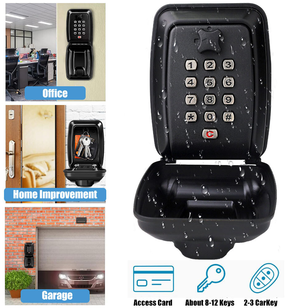 12-Digit Waterproof Metal Key Lock Box Combination Safe for Secure Storage-image