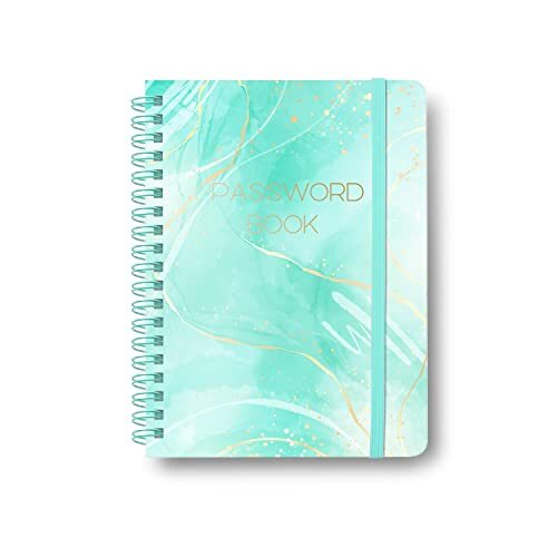 Secure Password Book with Alphabetical Tabs - Spiral Notebook in Blue-image