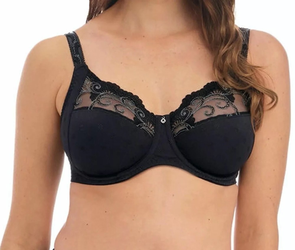 Sujetador Fantasie Jocelyn Negro Encaje 34D Con Aros Soporte Lateral Copa Completa 100503