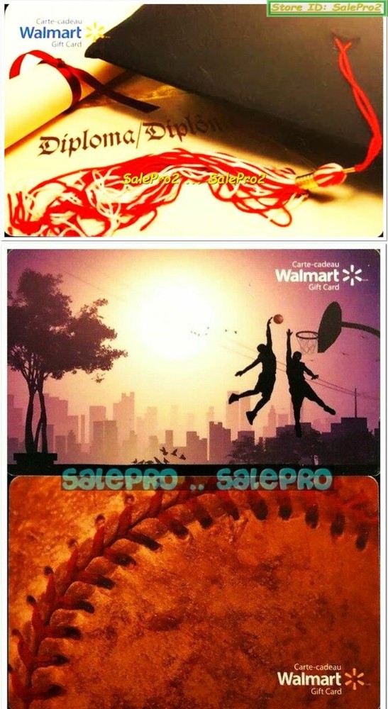 3 RARE Walmart Football School NBA Basketball Collectible Gift Cards