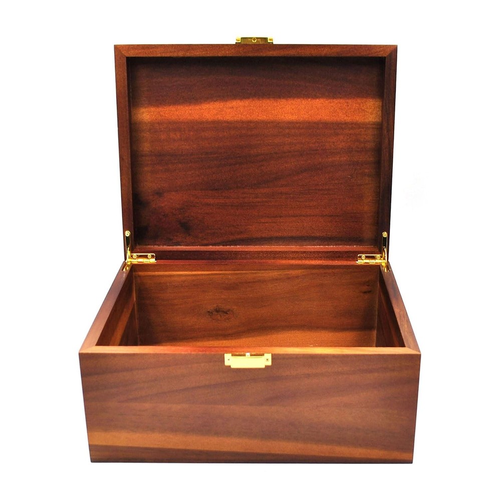 Large Wooden Storage Box with Hinged Lid, Wood Keepsake Chest, Perfect for St...