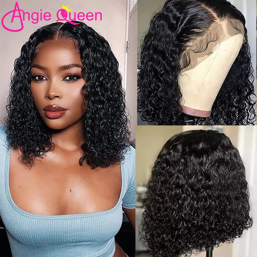 Brazilian Deep Wave 13x4 Lace Front Wig Short Bob Remy Hair Preplucked