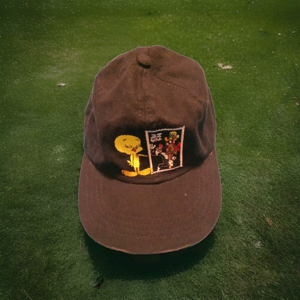 Vintage 1997 Looney Tunes Tweety & Sylvester USPS Stamp Collection Hat Made in USA