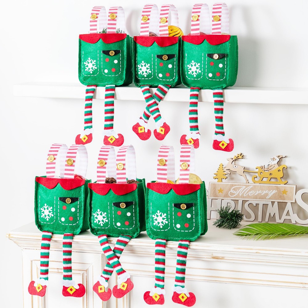 Christmas mini Gift Bags, Elf shirt Christmas Treat Bags, Set of 6 Gift Bags ...