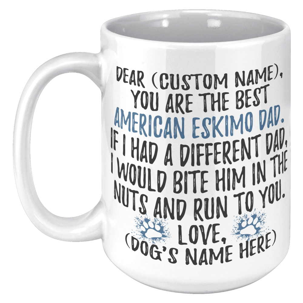 Personalized American Eskimo Dad Gifts, Eskimo Daddy Mug, Eskimo Dog Owner Gift