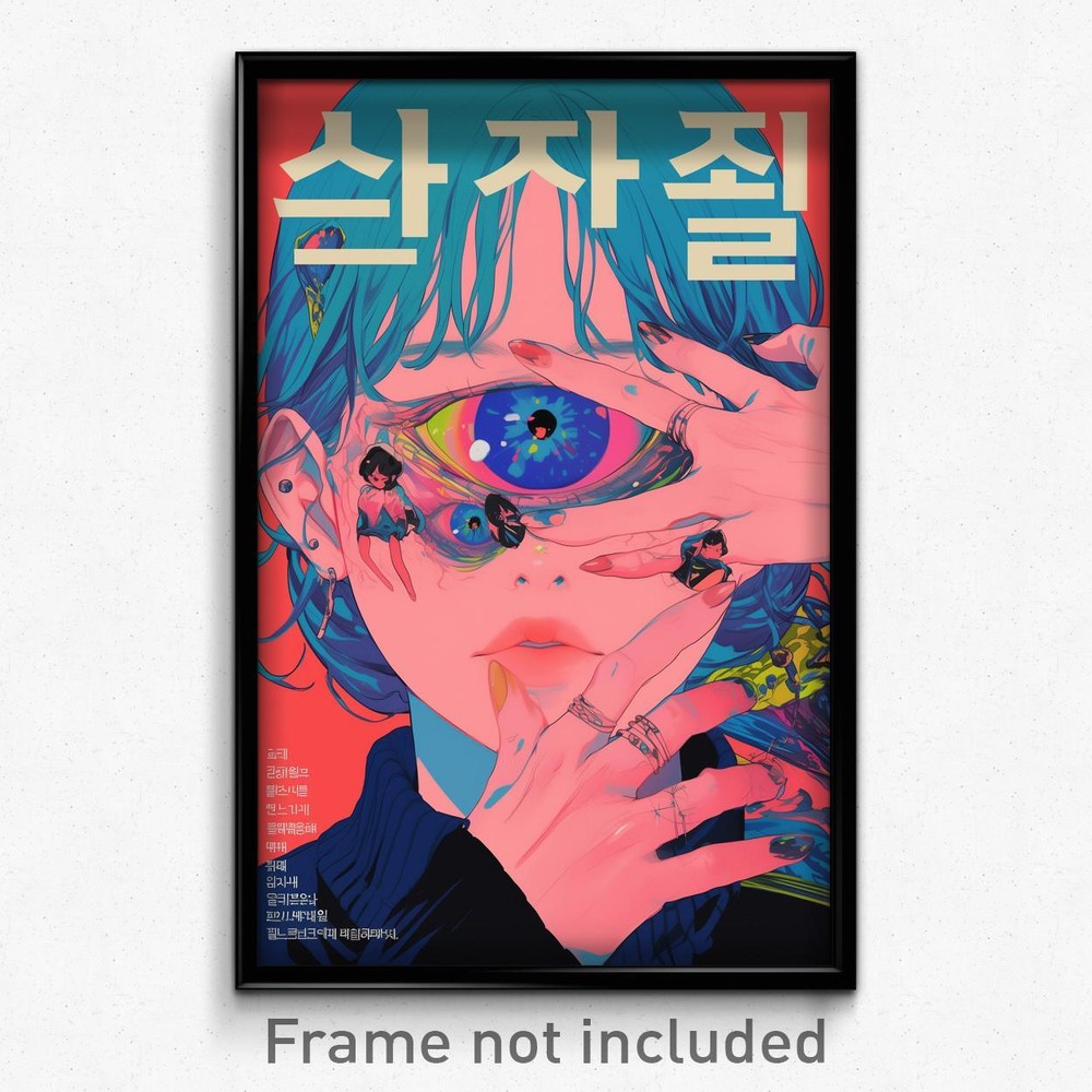 Vintage Korean Movie Psychedelic Anime-Style Art Poster