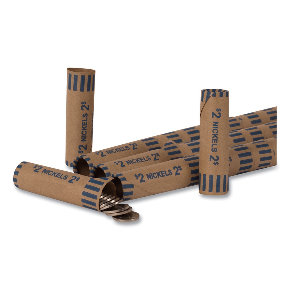 Coin-Tainer Preformed Tubular Coin Wrappers, Nickels, $2, 1000 Wrappers/Box