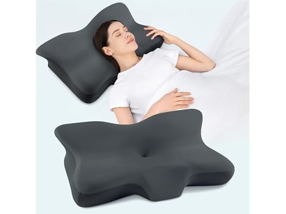 Silkena Dark Grey Cervical Neck Support Pillow for Pain Relief