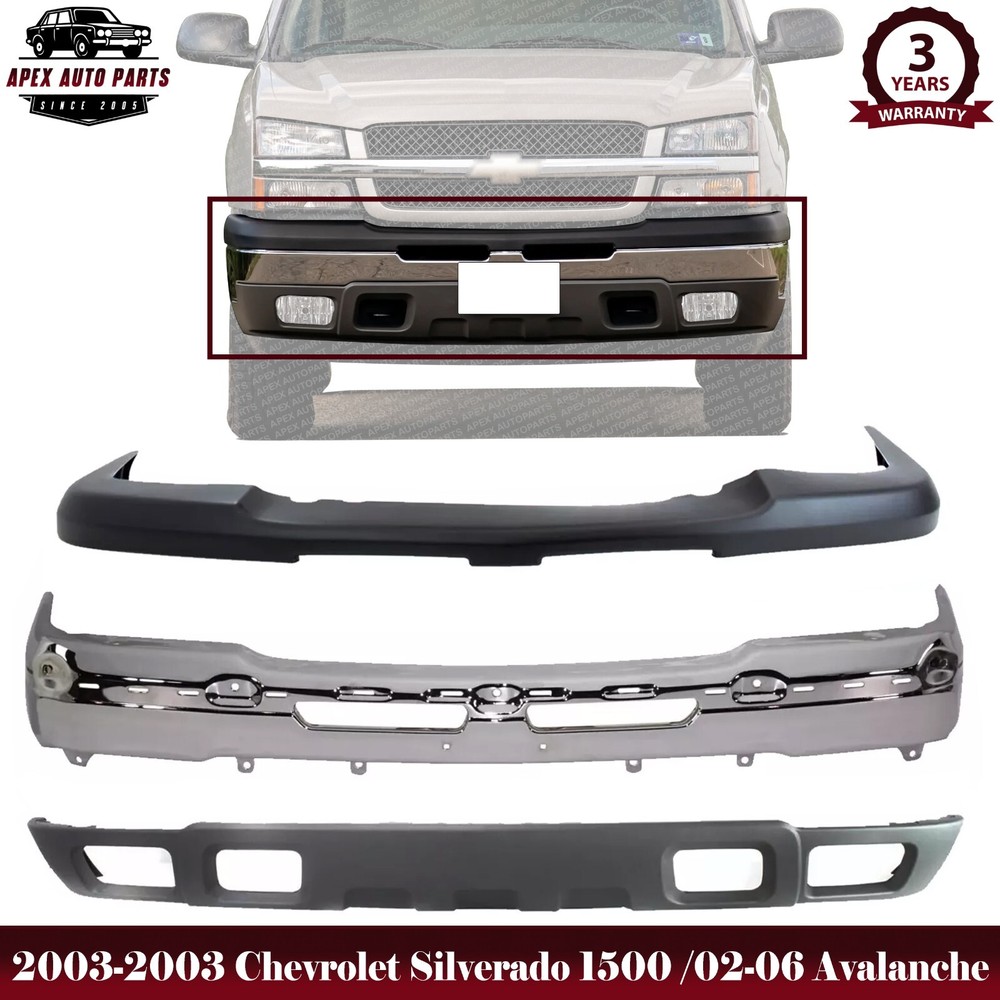 Front Bumper Chrome Steel Kit For 2003-2006 Chevrolet Silverado 1500 Avalanche