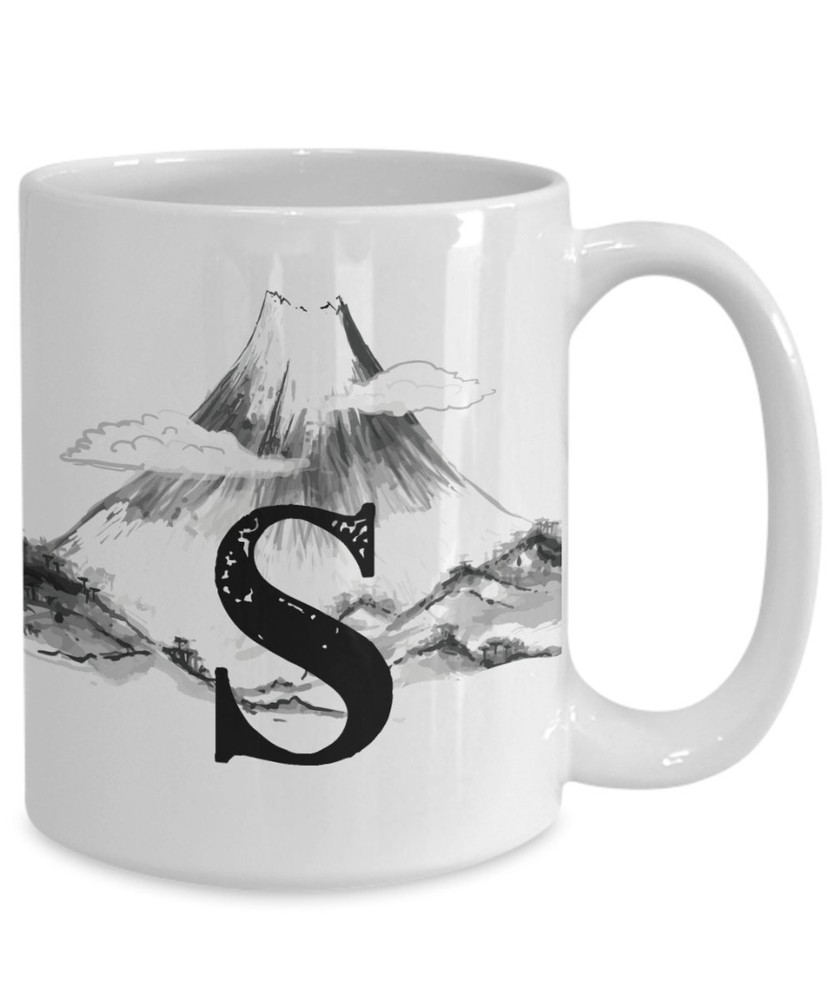 Letter S Personalized Camping Mug Nature Mug 12 Enamel The Outdoorsy Type Custom