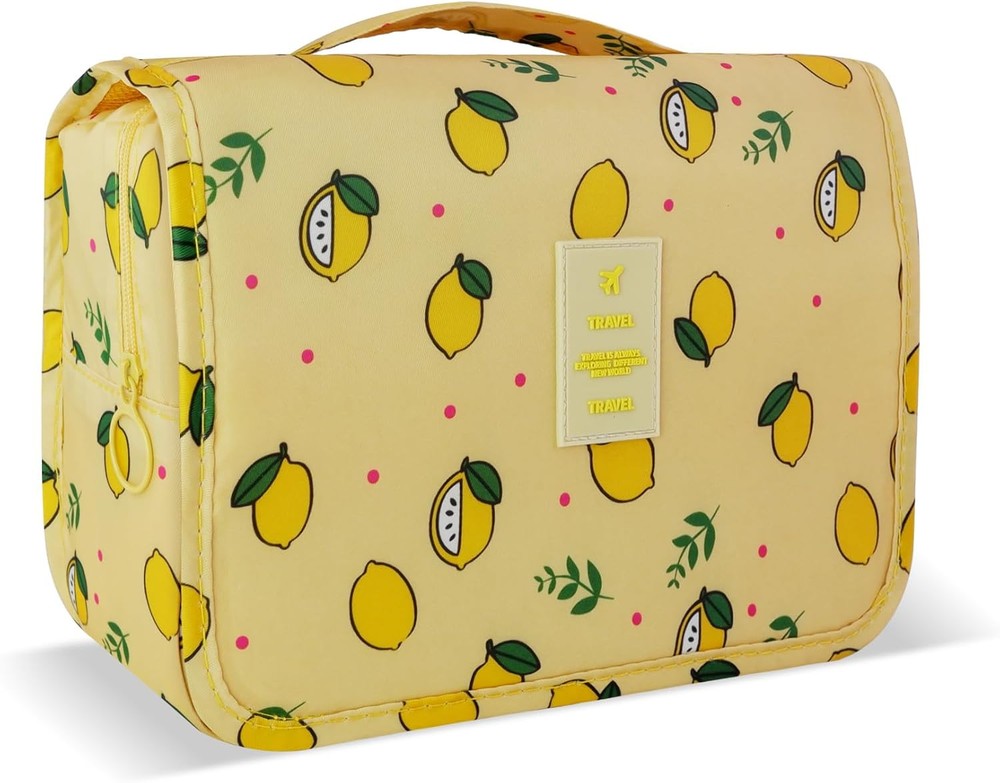Large Hanging Toiletry Bag in C-Lemon Yellow for Spacious Travel Needs
