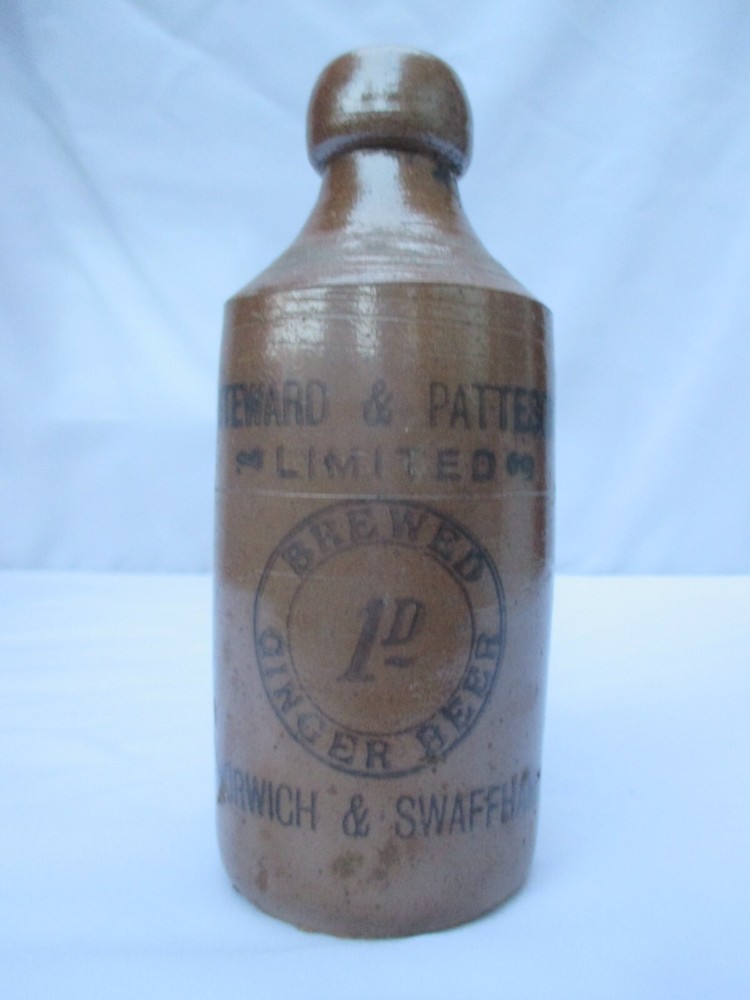 Norfolk Stoneware Ginger Beer Bottle by Steward & Patteson Norwich Swaffham