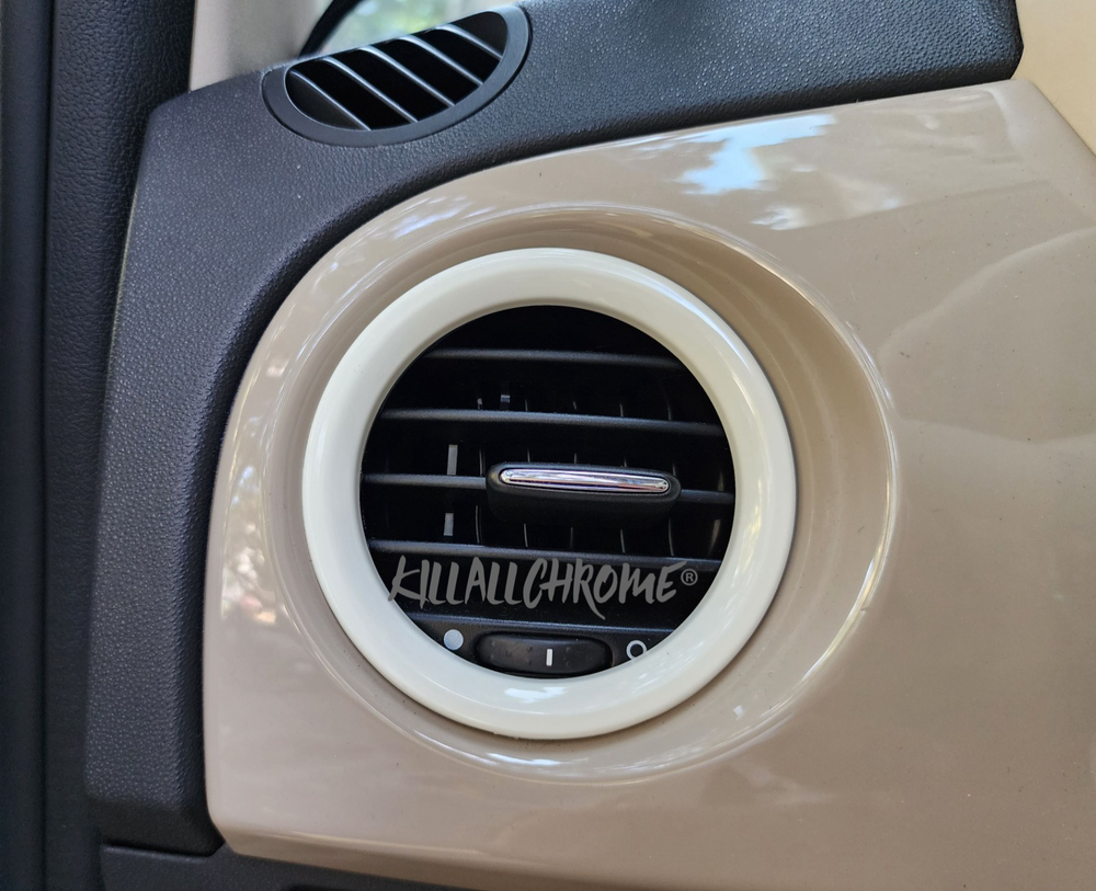 UK STOCK FIAT 500 ABARTH NEW GLOSS WHITE 2 X AIR VENT RING COVERS TRIMS 595