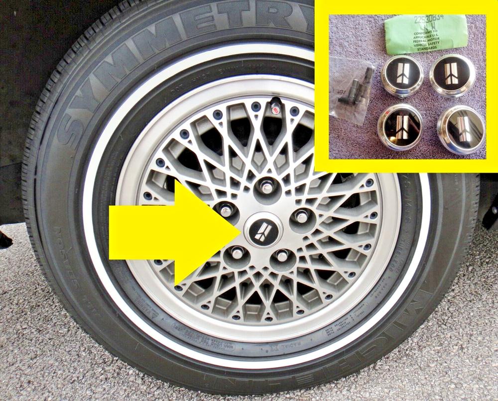 RARE! NOS SET 86-91 Oldsmobile Models Diamond Cut Alloy Wheel Emblem Center Caps