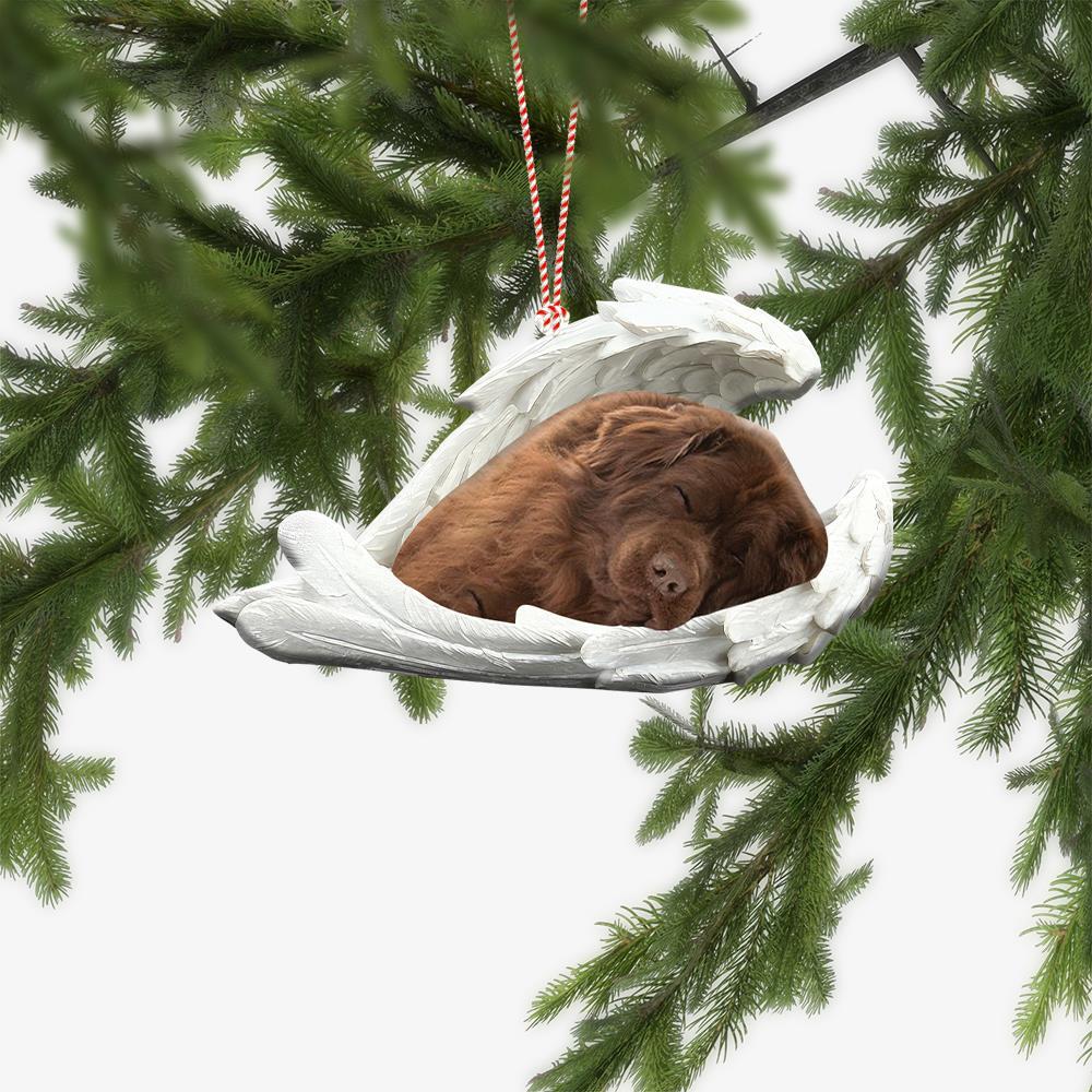 Newfoundland Dog Sleeping Angel Wings Car Ornament  Dog Christmas Ornament Gift