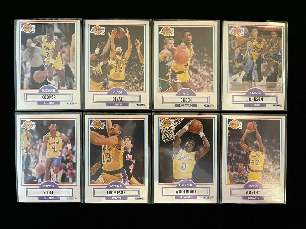 LOS ANGELS LAKERS -(8) CARD -1990-91 FLEER TEAM SET-MAGIC - ALL  NRMT BUY NOW-image