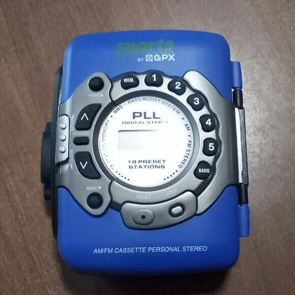 Vintage Sports by GPX C3317RS Cassette Player Personal Blue Stereo Untested