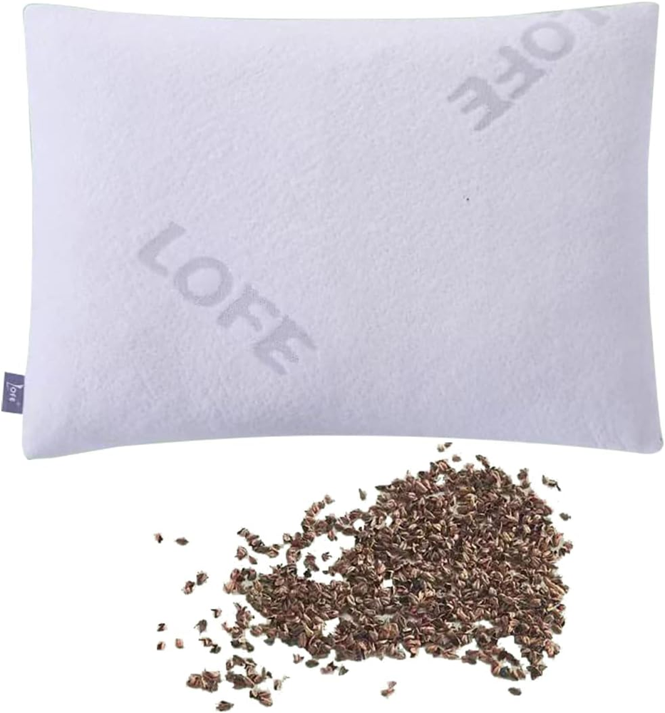 Organic Buckwheat Pillow 14x20 Adjustable Loft Breathable Sleep Support