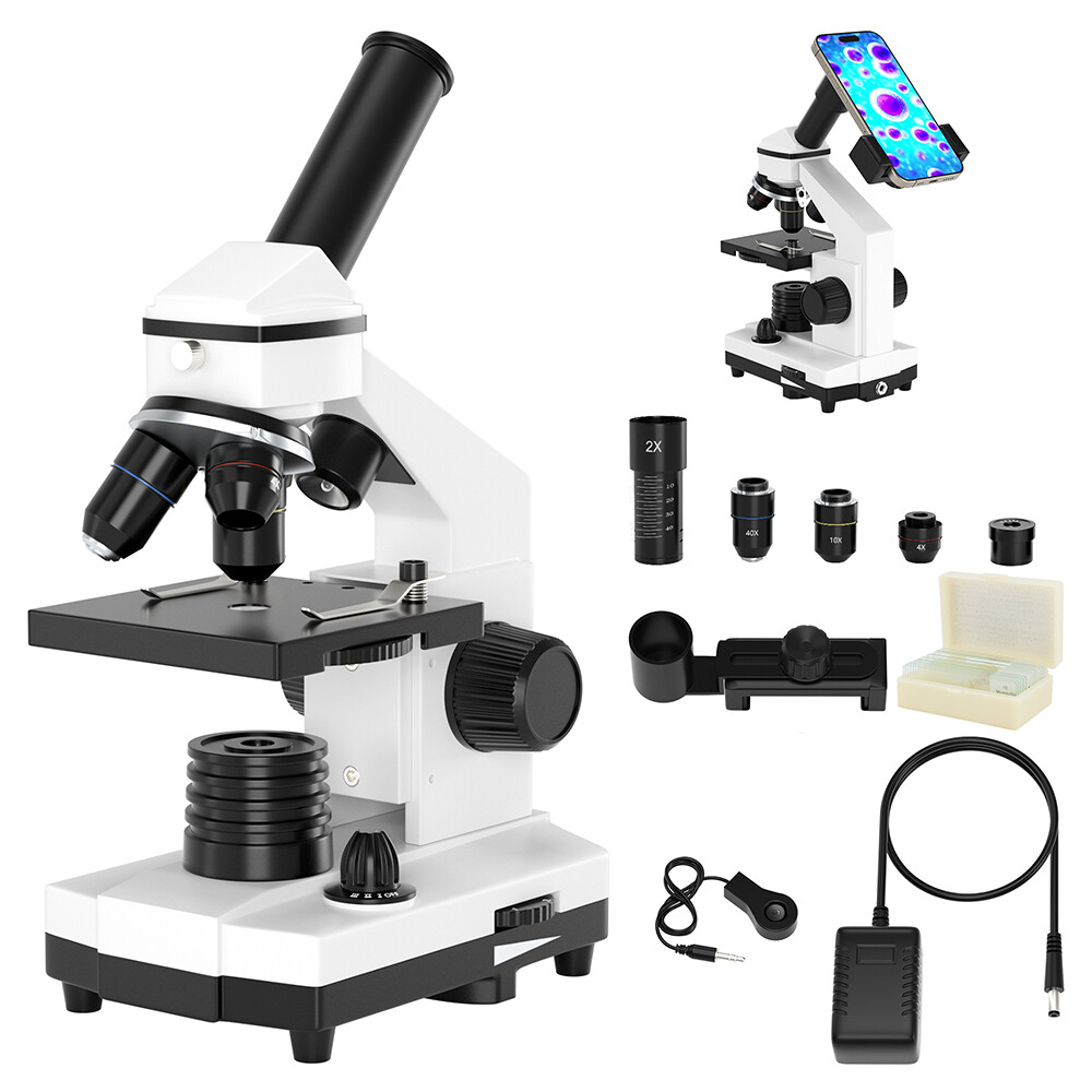 100X-2000X Compound Monocular Microscope For Kids Adult With Slides Set