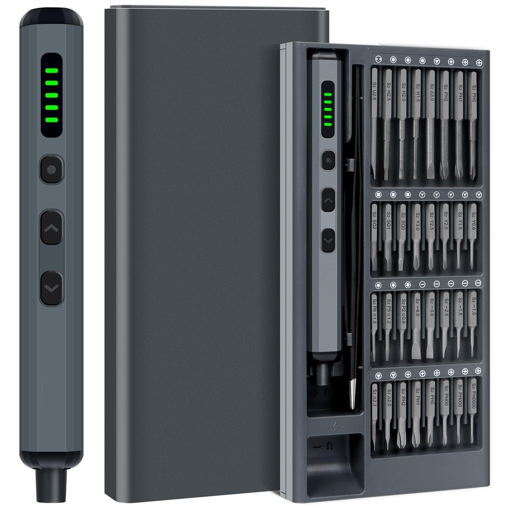 68-in-1 Cordless Precision Electric Screwdriver Set with 64 S2 Drill Bits and 5 Accessories