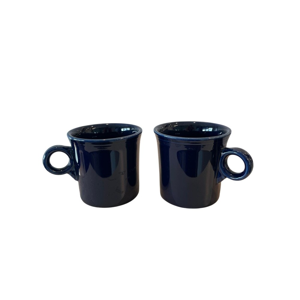 Dark Blue Navy FIESTA mugs set of 2 classic ring handle