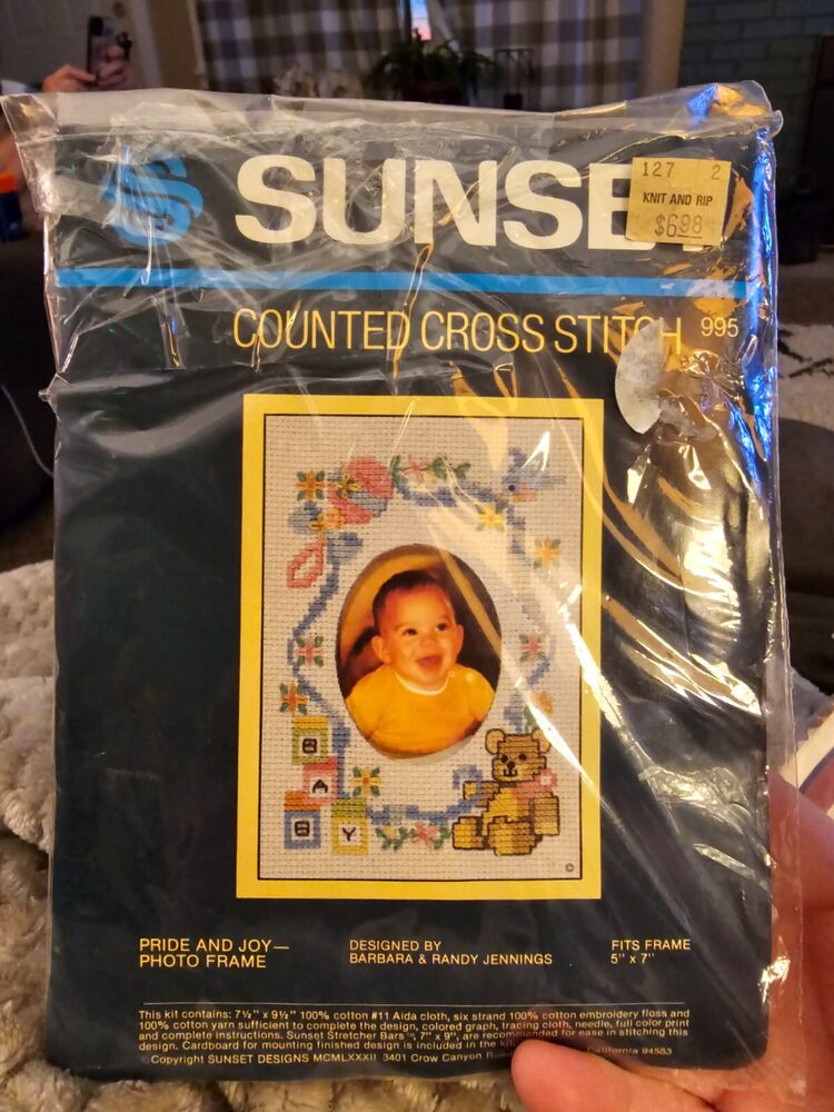 NEW Vintage Dimensions Pride & Joy Baby Birth Counted Cross Stitch picture frame
