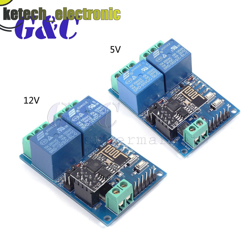 WIFI Relay Module ESP8266 IOT APP Controller 5/12V 2-Channel For Smart Home-image