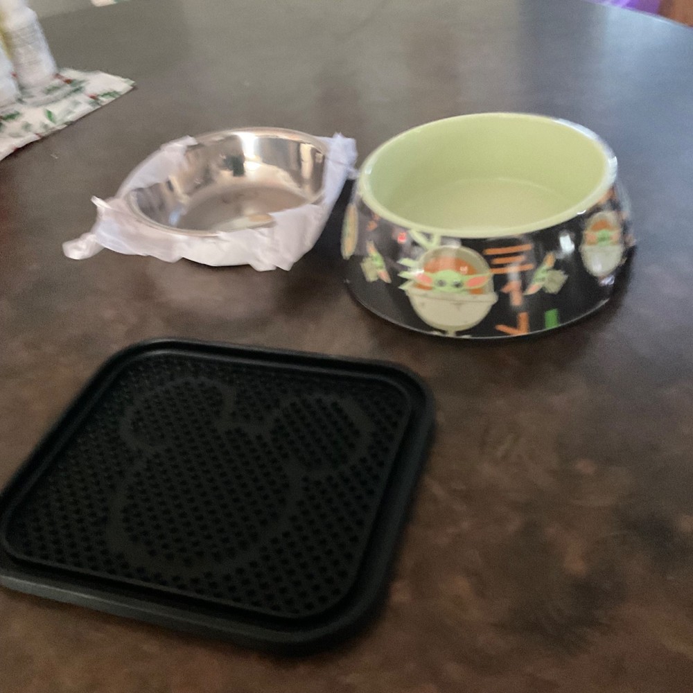 star wars pet bowl and disney silicone treat mat. lot of 3