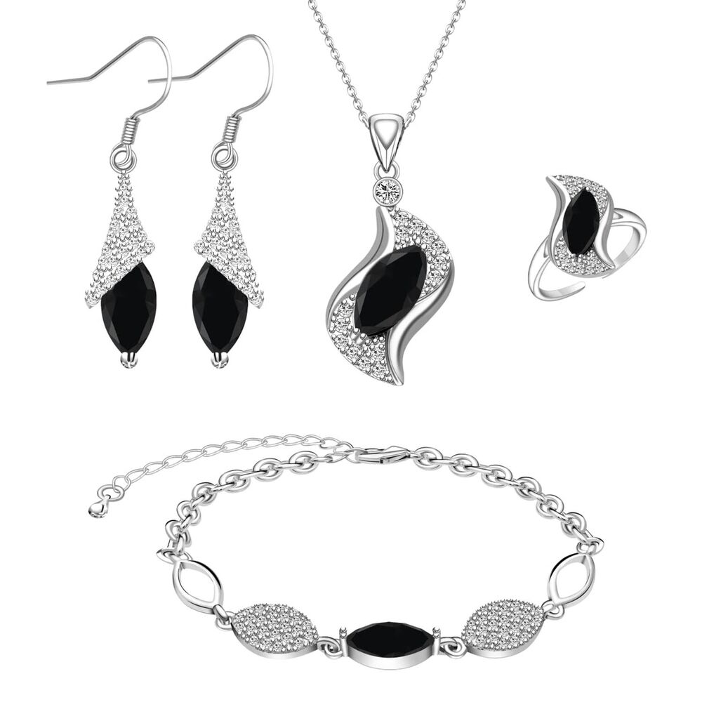Jewelry Sets for Women Necklace Dangle Earrings Adjustable Ring Bracelet Cost...