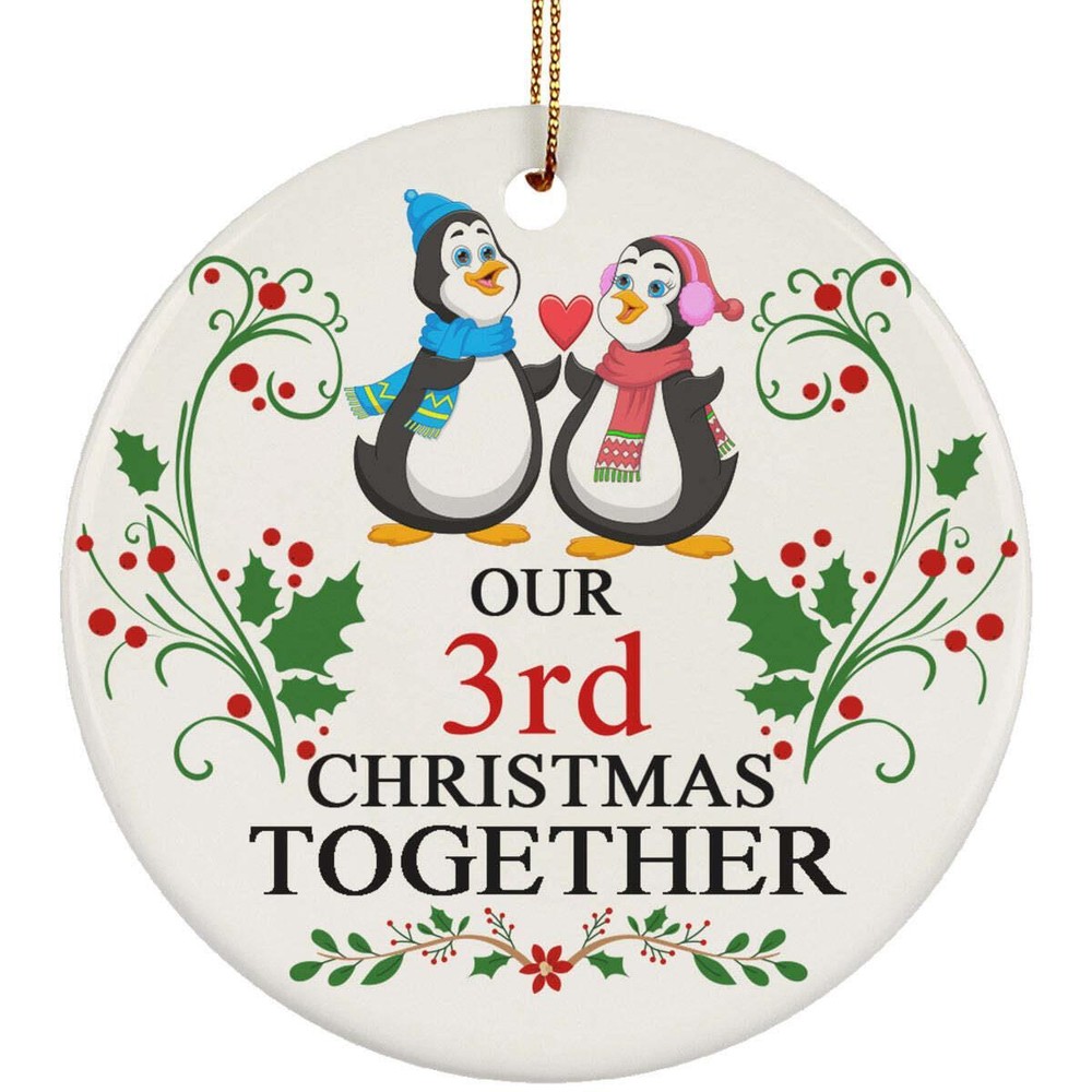 Funny Couple Penguin Ornament Gift 3rd Wedding Anniversary 3 Years Christmas