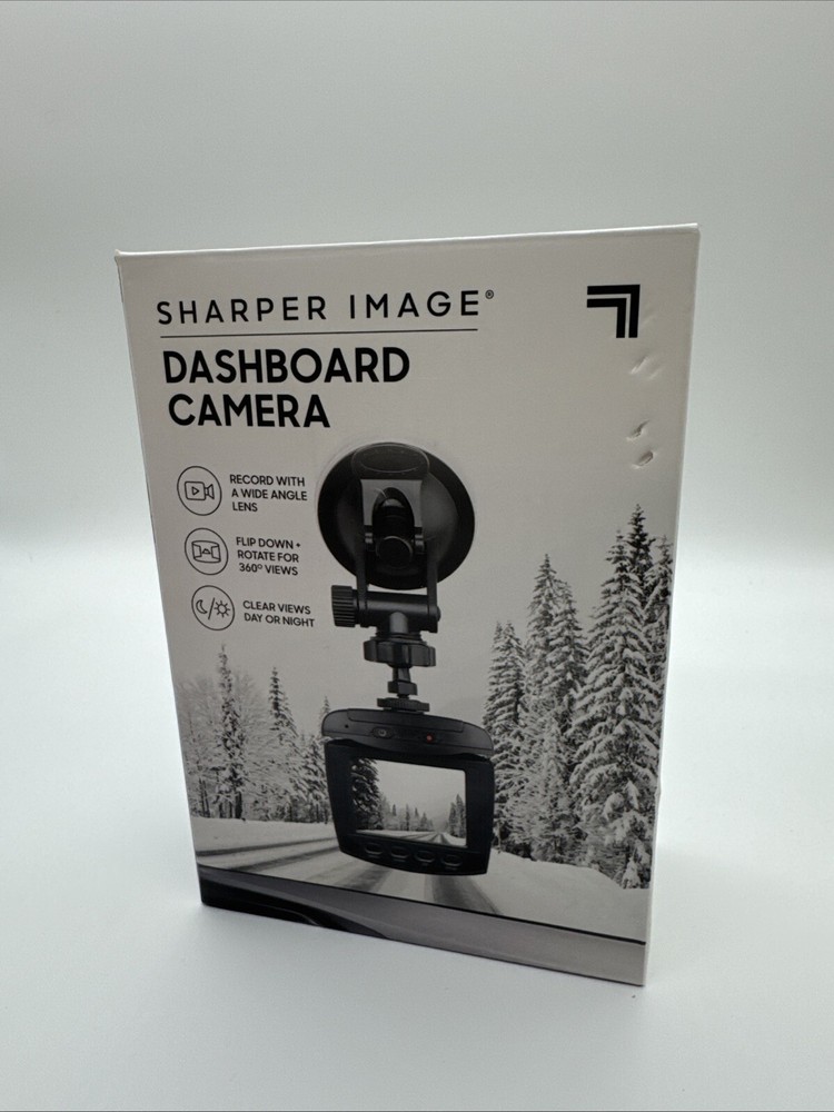 NIB Sharper Image Dash Cam with 360 Night Vision and Windshield Mount