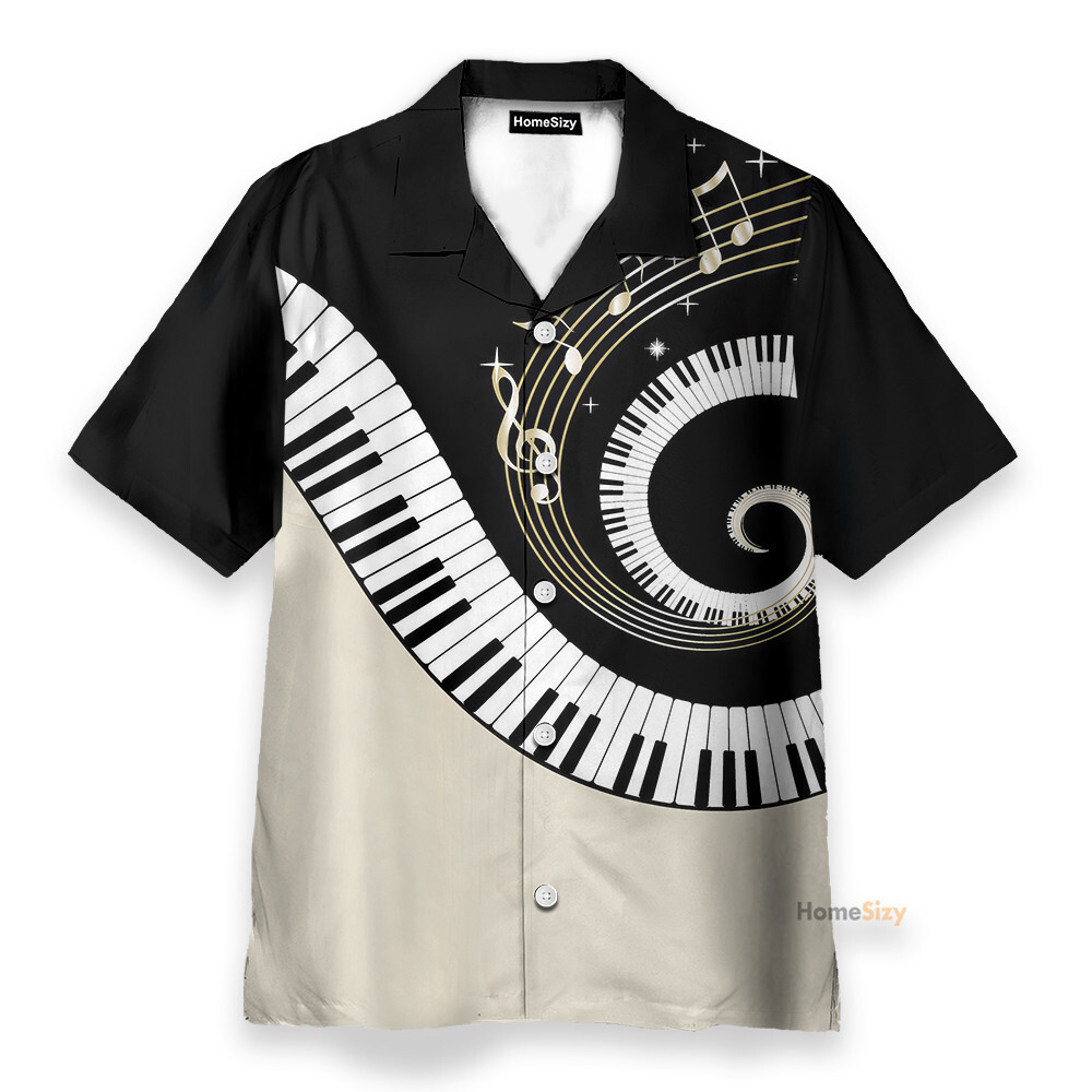 Piano Tropical Mens Buttons Up Shirts   Hawaiian Shirt