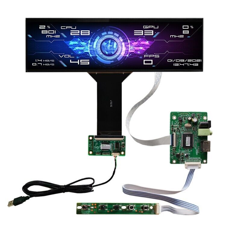 12.6'' 1920x515 IPS Display Bar Gaming Touch Screen HDMI Controller Board Panel