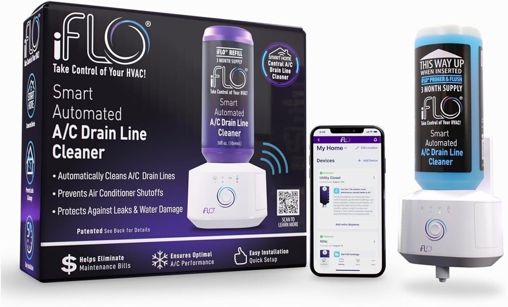 iFLO® Smart Automated AC Drain Line Cleaning System, Includes 36oz Cleaner-image