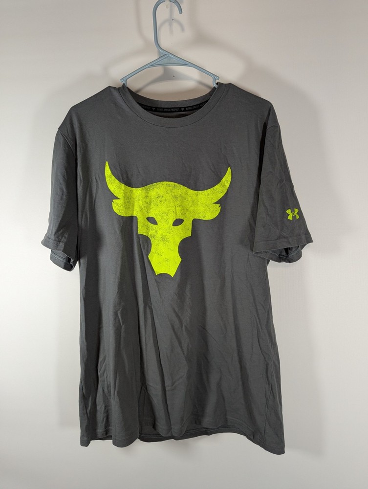 Under Armour Project Rock Men's XL Volt Gray Loose Performance T-Shirt
