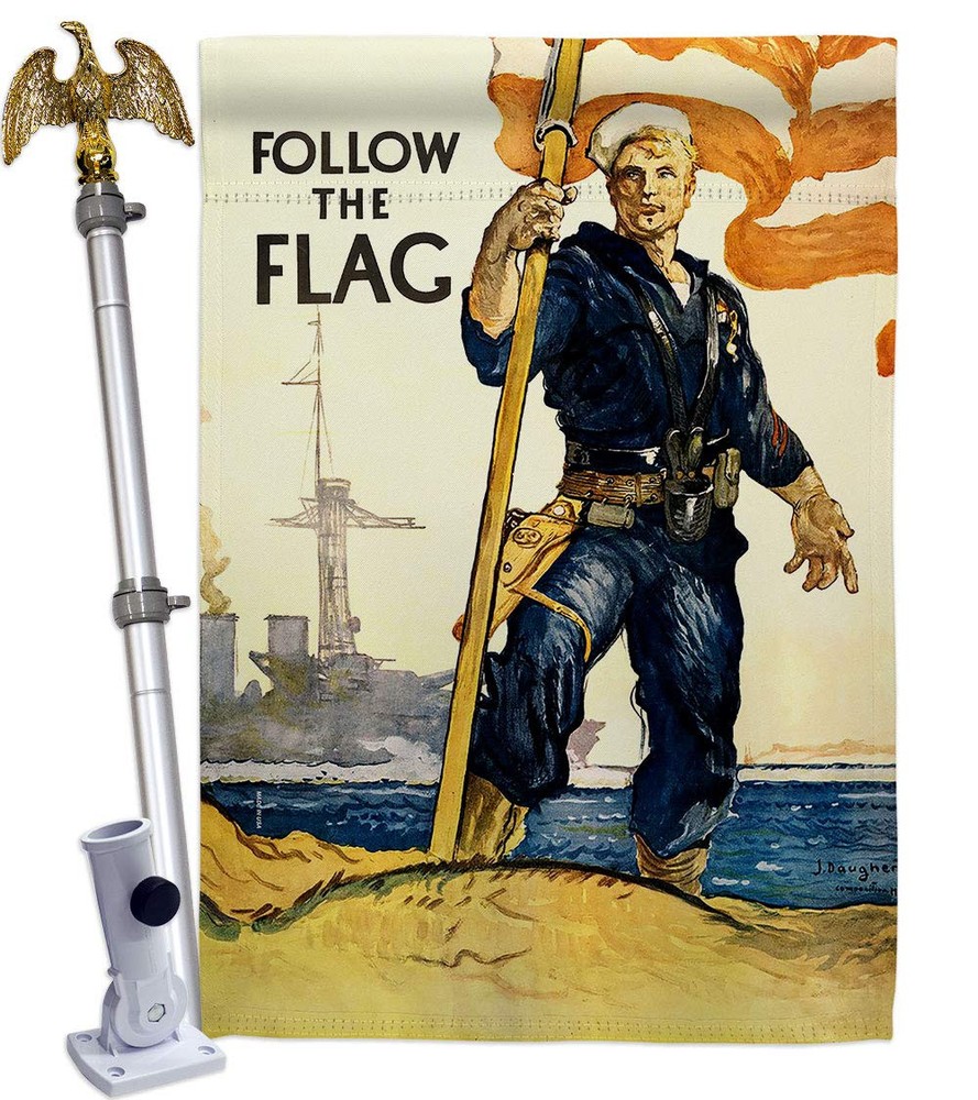The Flag House Eagle Set Armed Forces Navy USN Seabee United State American M...