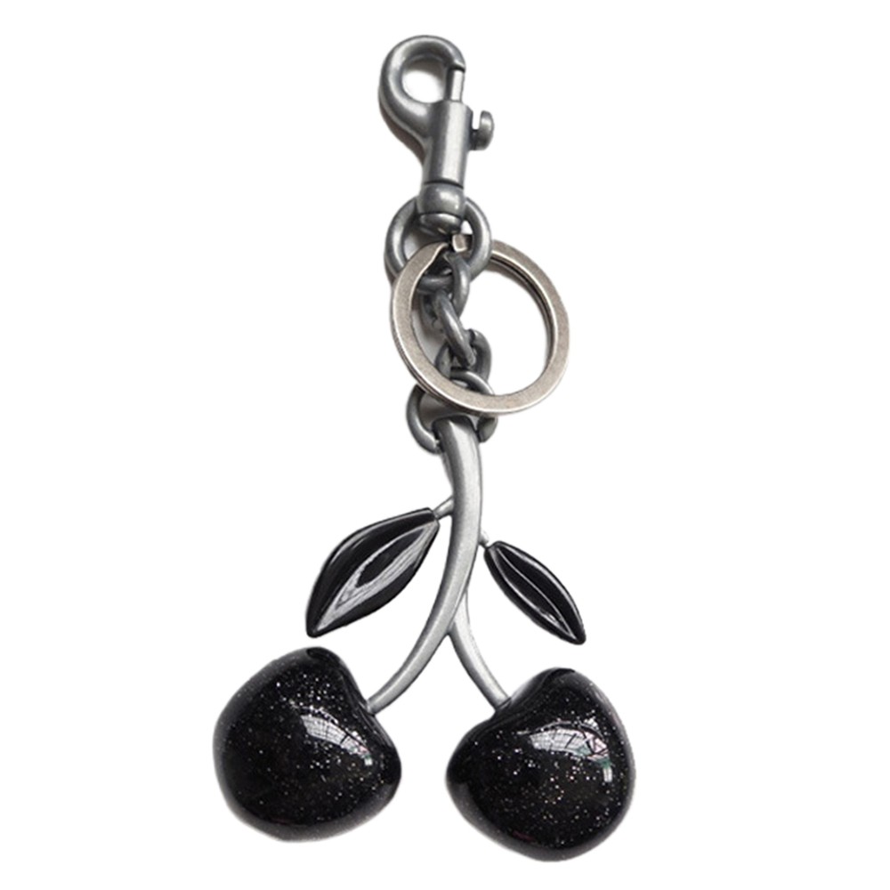 Black Cherry Resin Keychain Charm Sparkling Bag Pendant Accessory