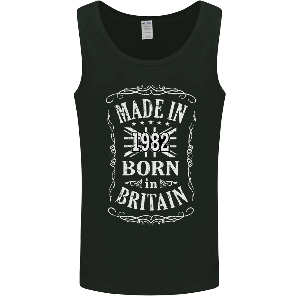 Born In Britain 43rd Birthday Made 1982 Mens Vest Tank Top