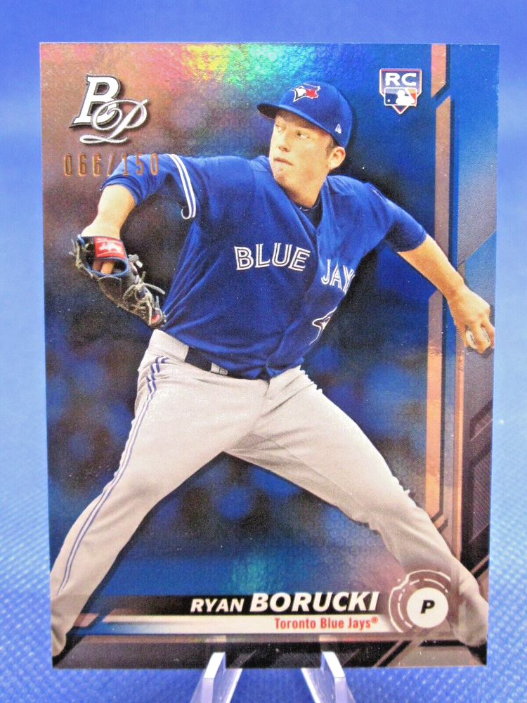 2019 BOWMAN PLATINUM #17 RYAN BORUCKI BLUE PARALLEL TORONTO BLUE JAYS RC 066/150
