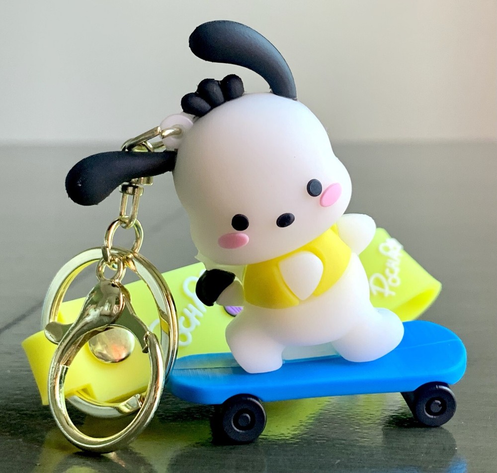 Sanrio Kawaii Hello Kitty Pochacco Dog Skateboard Figure Wristlet Wrist Lanyard