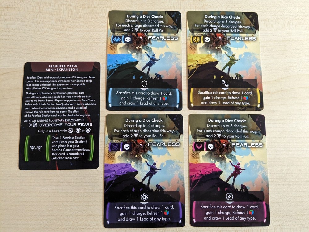 ISS Vanguard Fearless Crew Promo Cards Mini Expansion Dice Tower Kickstarter New
