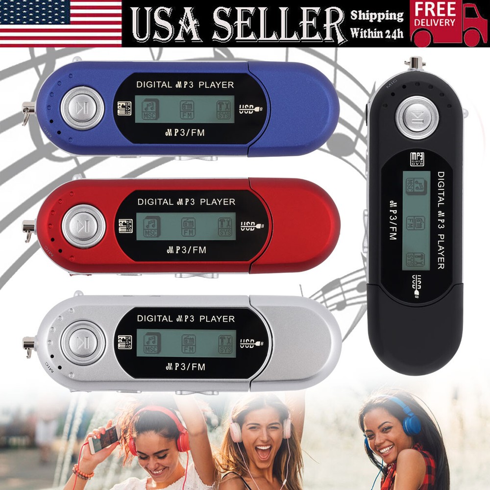 USB Portable Digital MP3 Music Player LCD Screen Support 32 GB TF Card &FM Radio