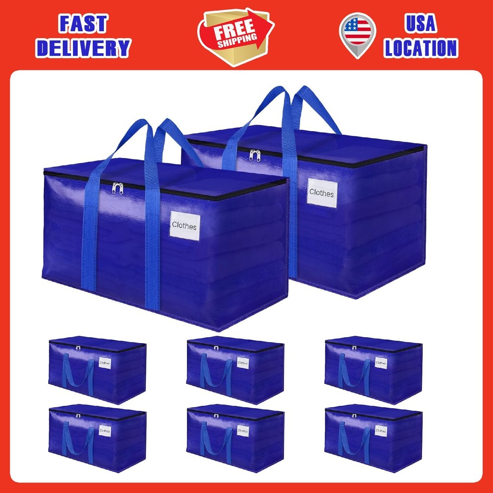 8 Pack Moving Storage Bags Heavy-Duty with Zippers and Reinforced Handles, Movin
