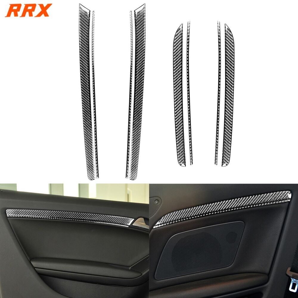 8Pcs Real Carbon Fiber Interior Door Panel Cover Trim For Audi A5 S5 2008-2016