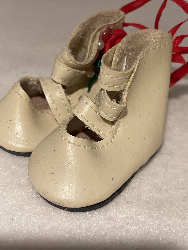 VTG French Doll shoes Christmas Ornament Or Leather shoes for old or modern doll