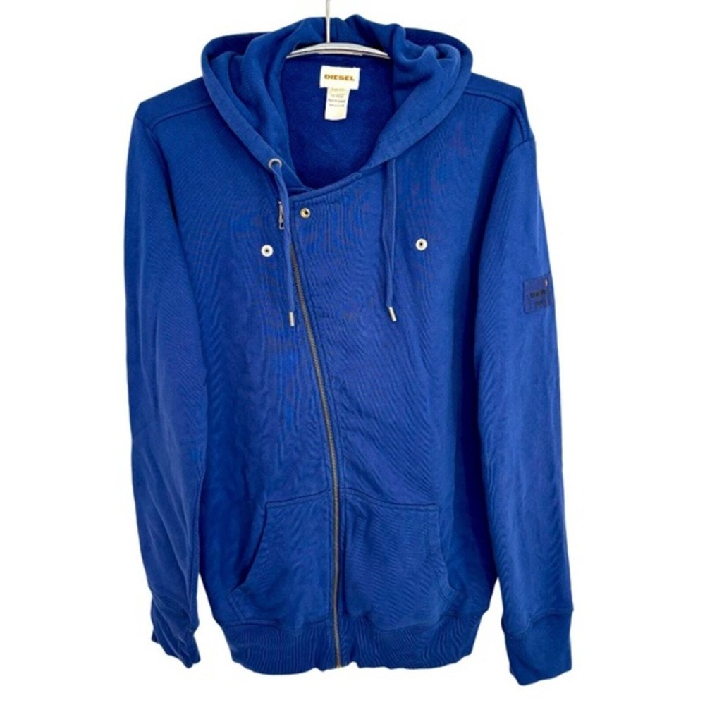 DIESEL | 100% COTTON FULL ZIP DRAWSTRING HOODED SWEATER JACKET DARK BLUE, Sz XXL